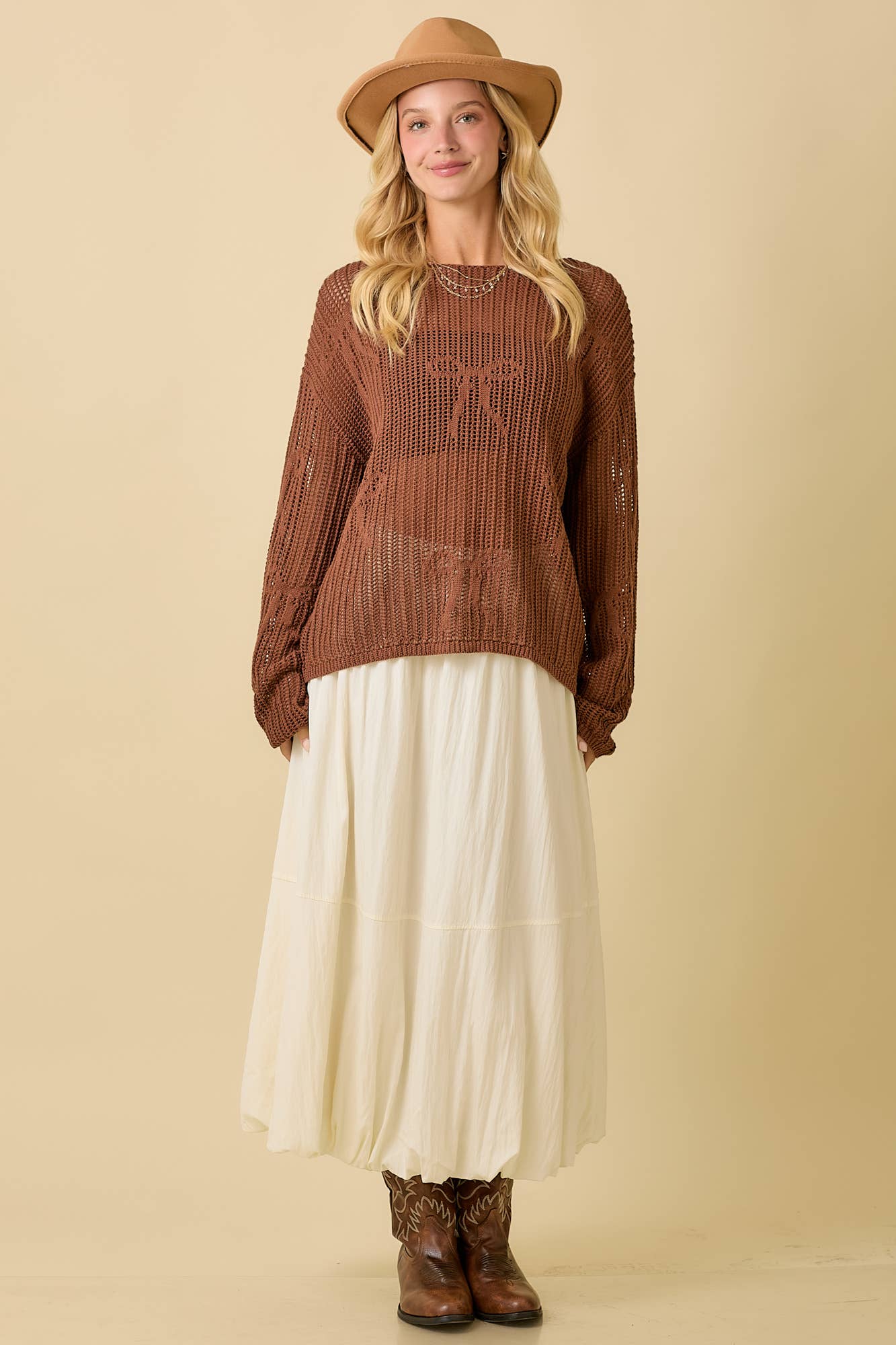 Boat Neck Crochet Bow Top