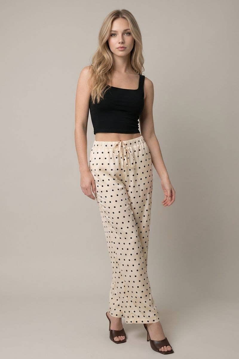 POLKA DOT LOW RISE DRAWSTRING PANTS - 8947P