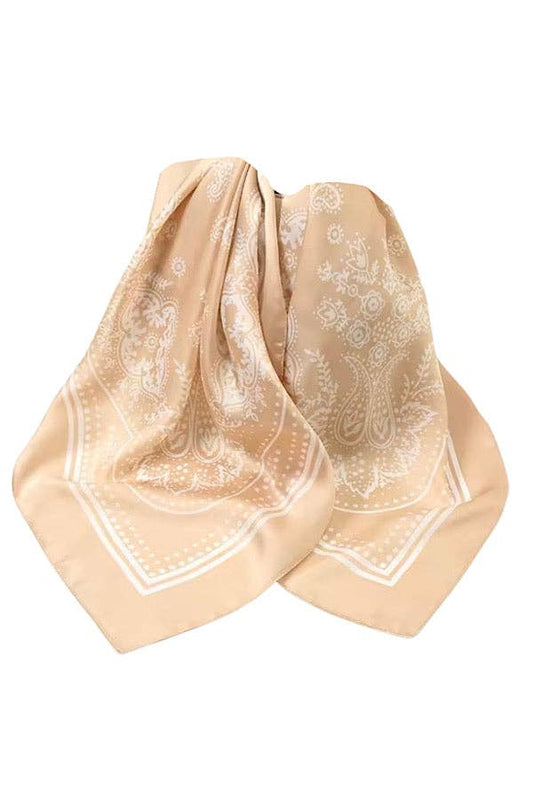 Tan Satin Bandana Scarf
