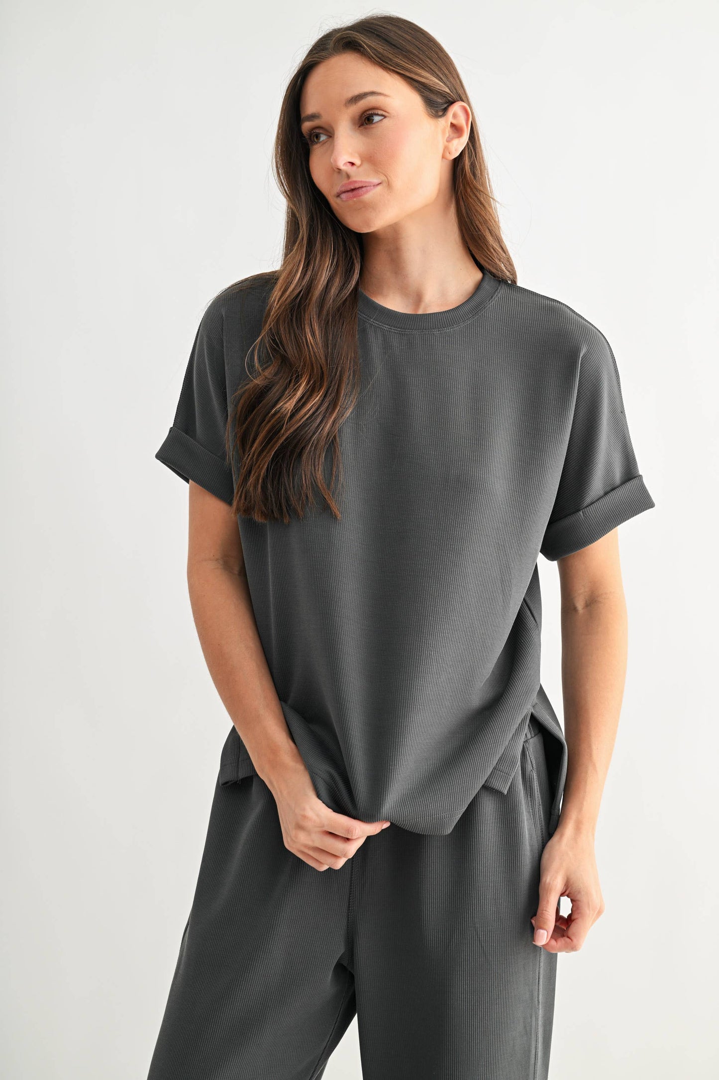 Luxe Sand Wash Rib Lounge Tee