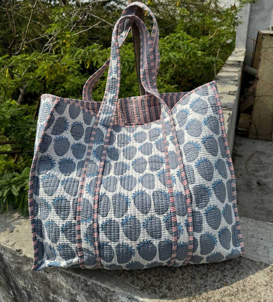 Strawberry Designer Indian Cotton Printed Bag Quilted Bags
