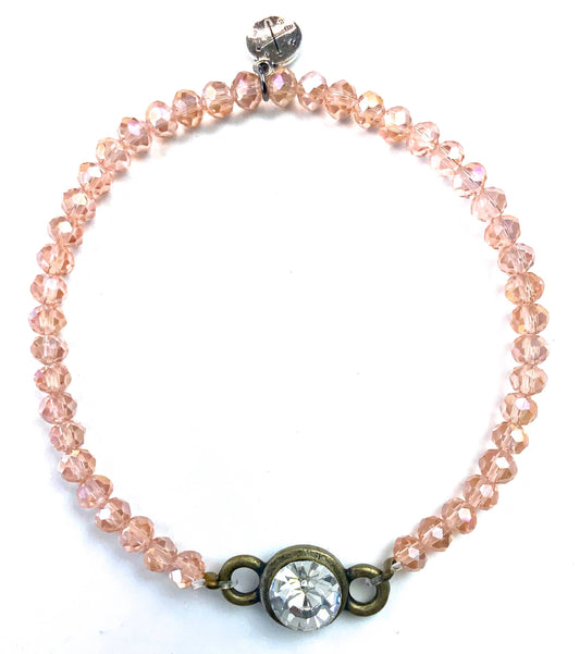 BR-Glass Beaded Bracelet -Rose