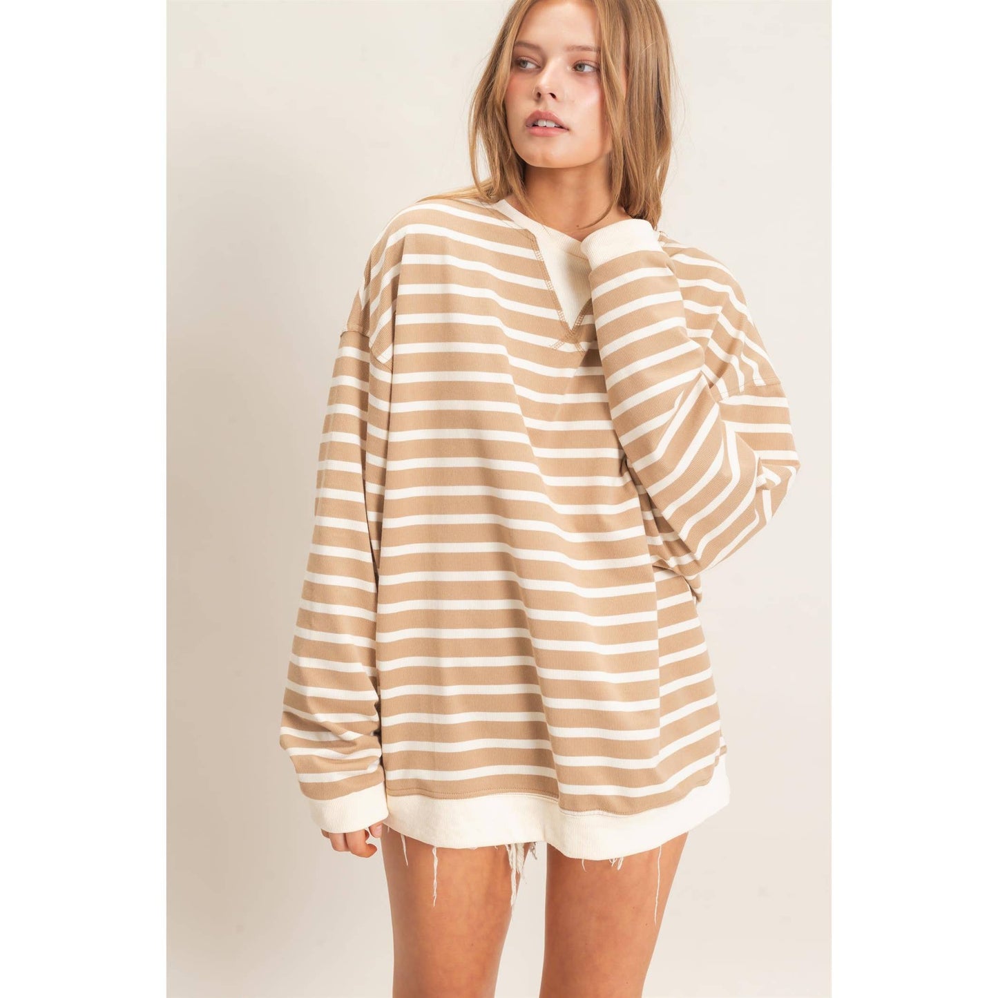 Vnotch Striped Pullover