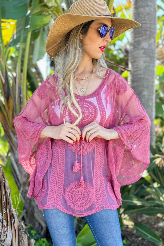 Mauve Sheer Poncho Top