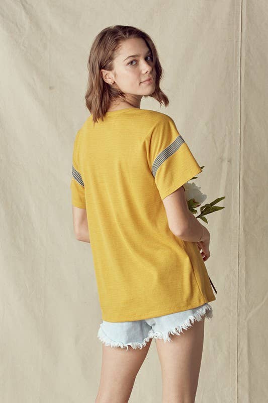 Stripe Taped Drop Shoulder Tee - 14223T