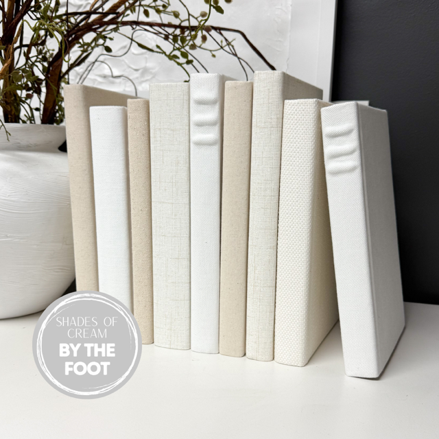 Fabric Covered Books for Shelf Decor- Shades of Cream