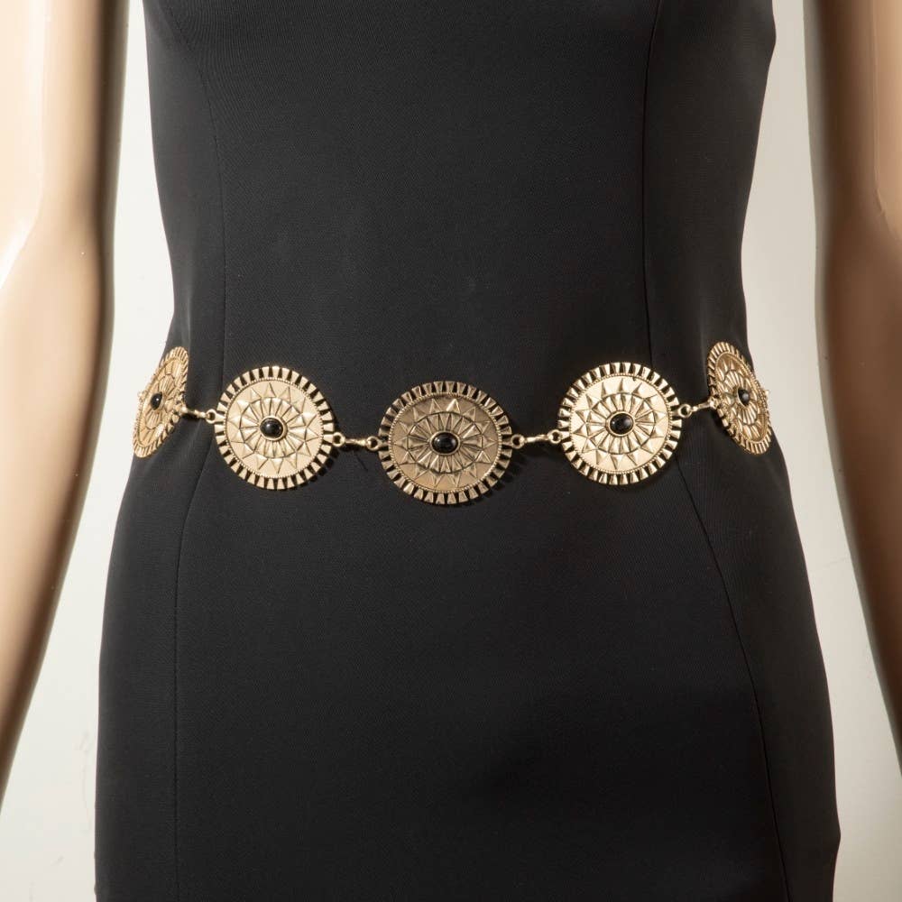 Stone Sunburst Concho Chain Belt