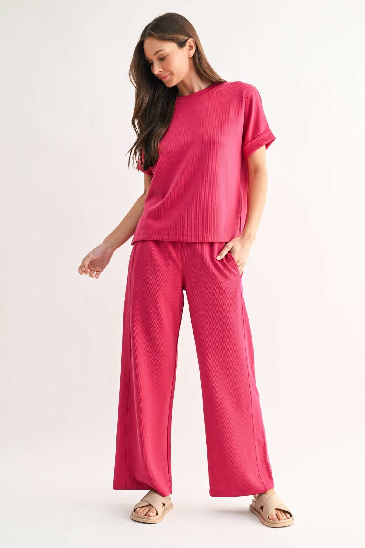 Luxe Sand Wash Rib Lounge Tee