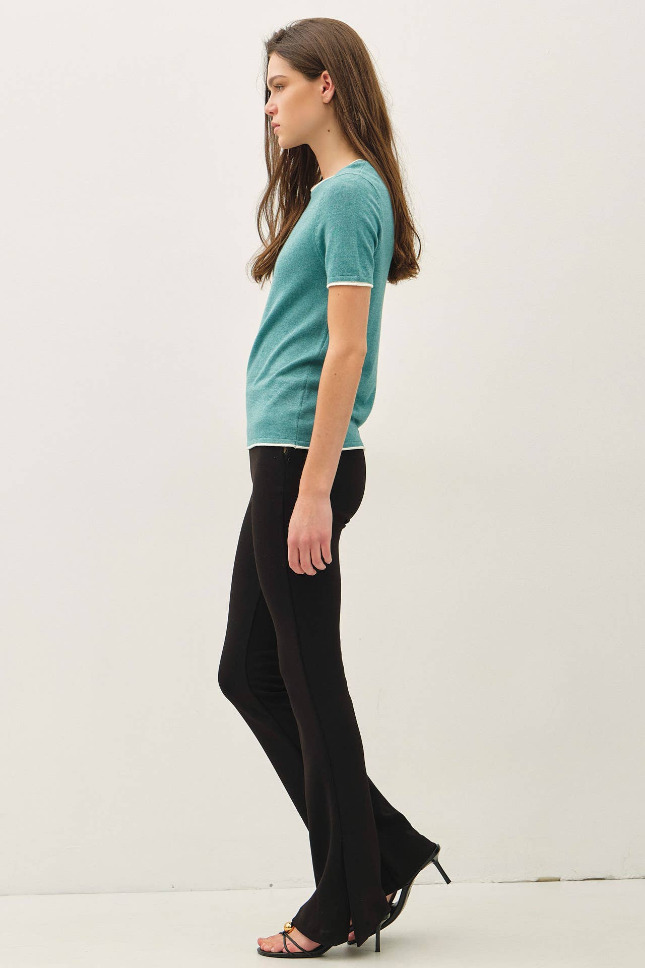 LAYERED LOOK ESSENTIAL SHORT SLEEVE  SWEATER TOP
