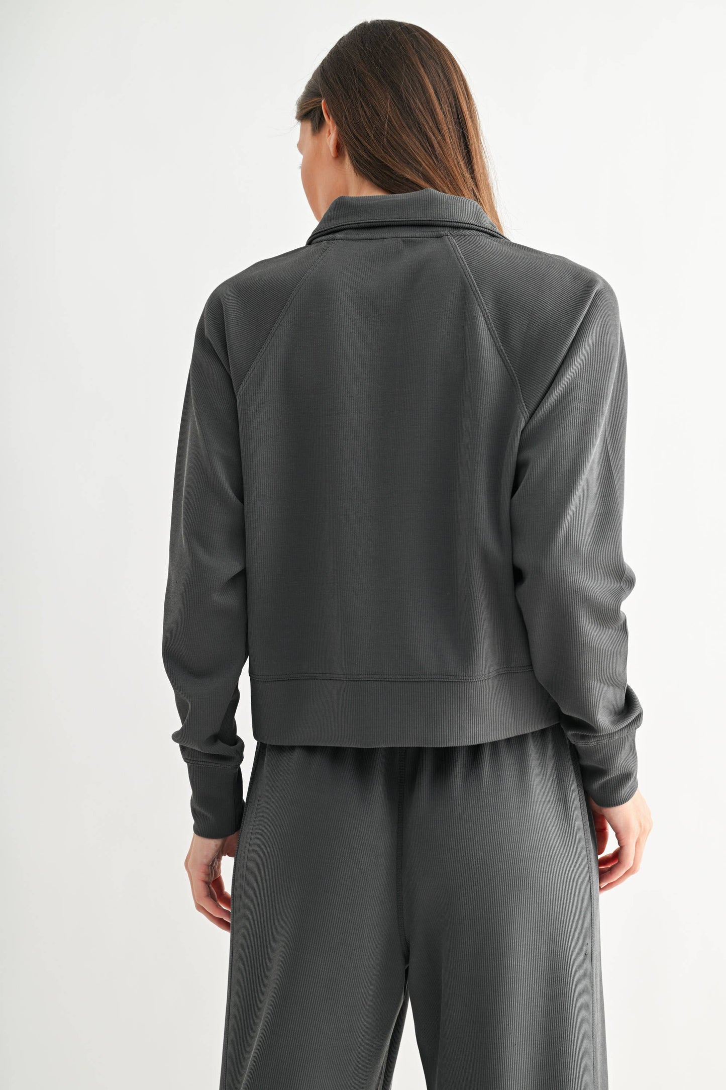 Luxe Sand Ribbed 1/4 Zip Sweater
