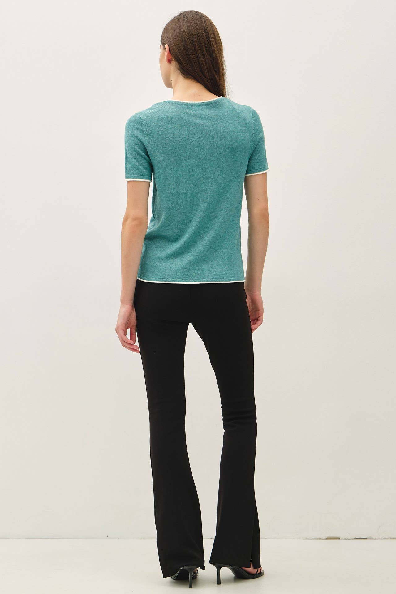 LAYERED LOOK ESSENTIAL SHORT SLEEVE  SWEATER TOP