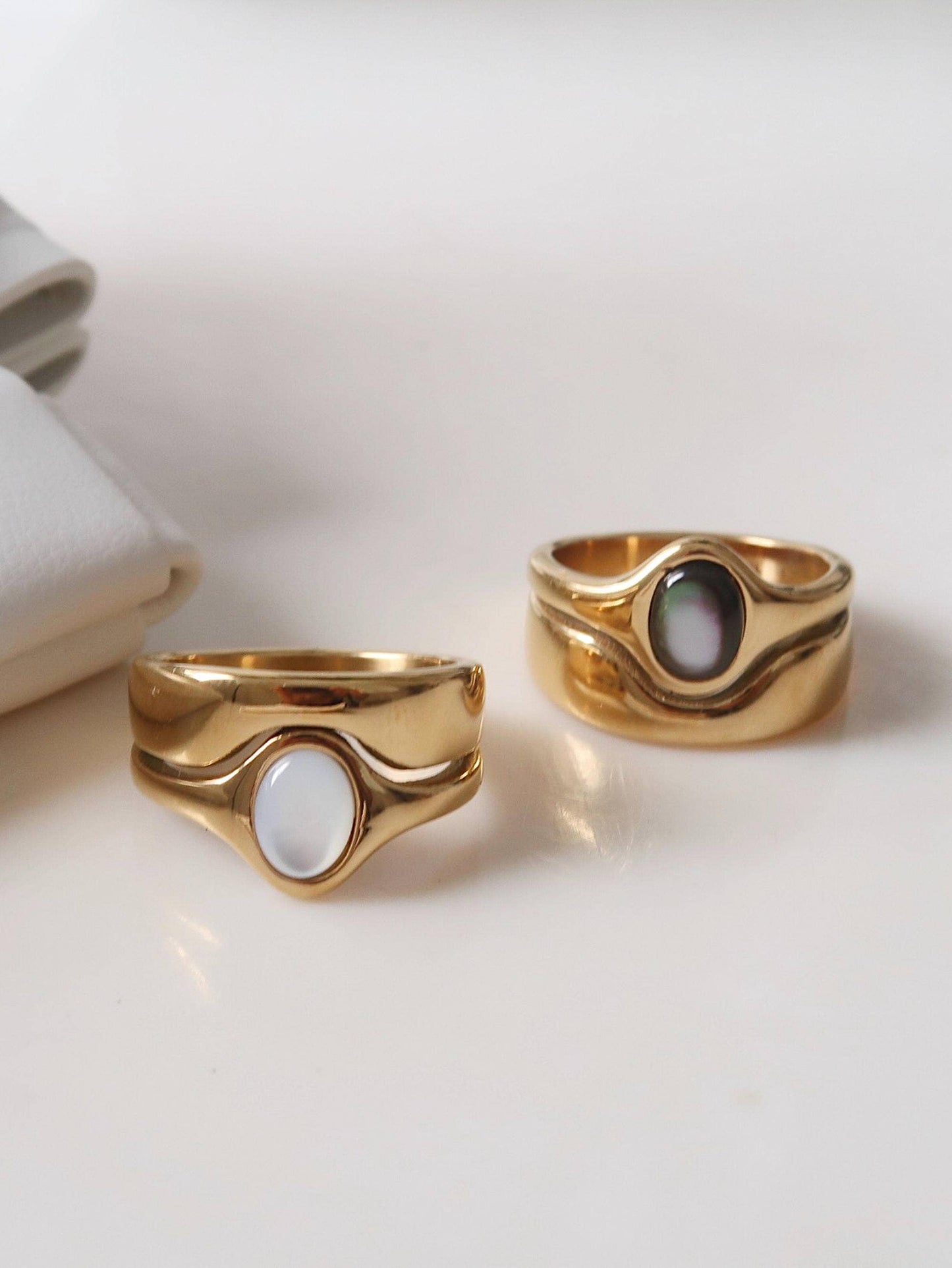 Alouette Non-Tarnish Stone Wave Ring