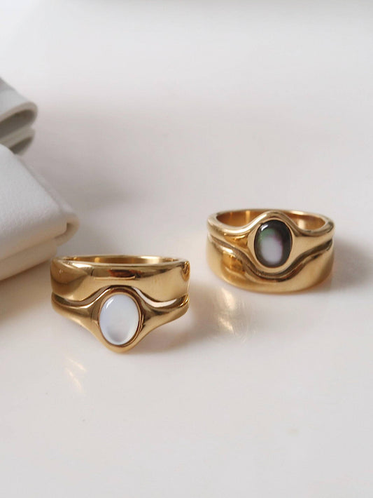 Alouette Non-Tarnish Stone Wave Ring