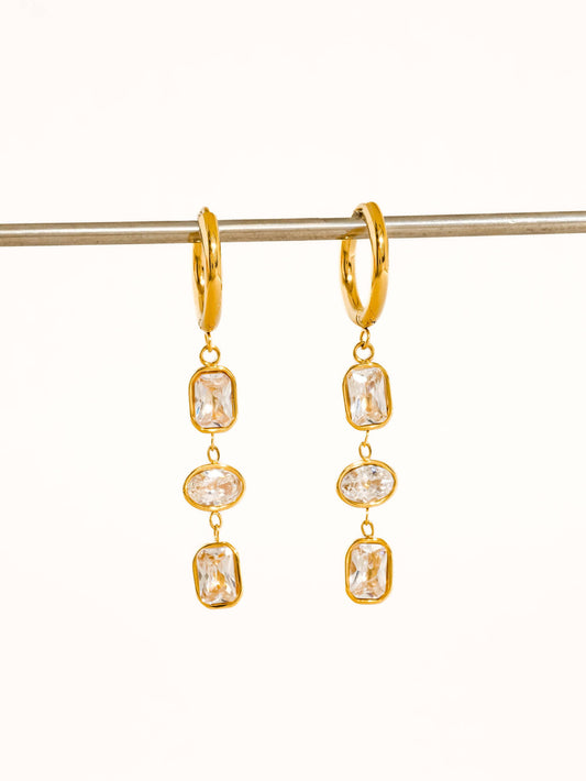 Sunniva Non-Tarnish Triple Drop Earrings
