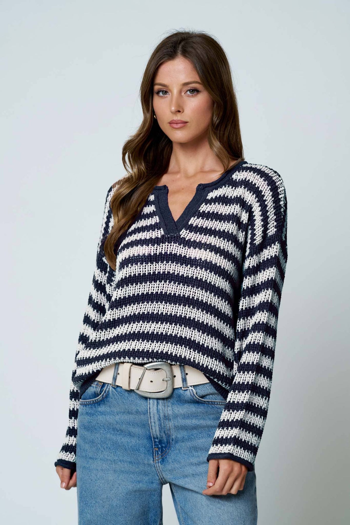 Reanna Raw Edge Vneck Sweater