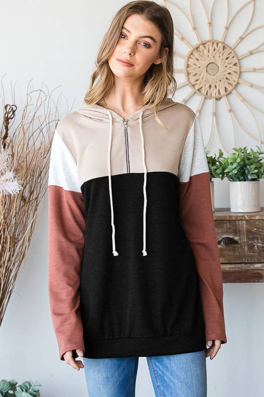 Cozy Colorblock Hooded Pullover