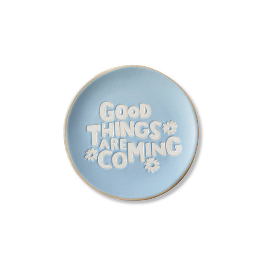 Stoneware Round Small Tray - Good Things
