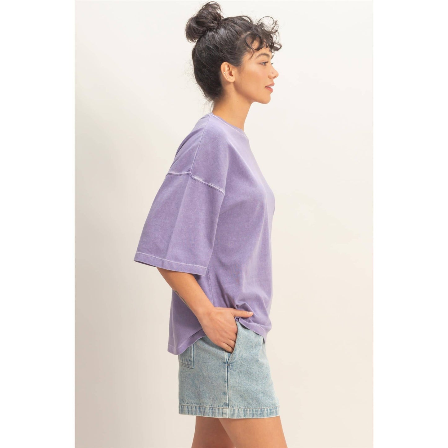 Pigment Dye Oversized Half-Sleeve T-Shirt