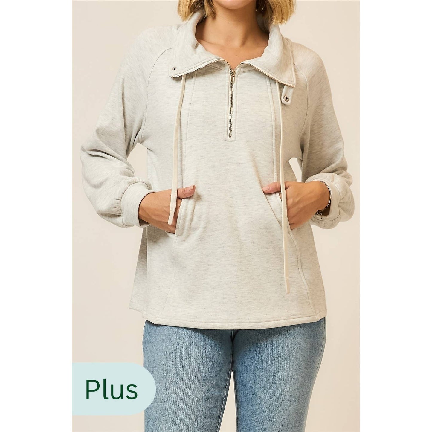 Oatmeal Funnel Neck Sweatshirt