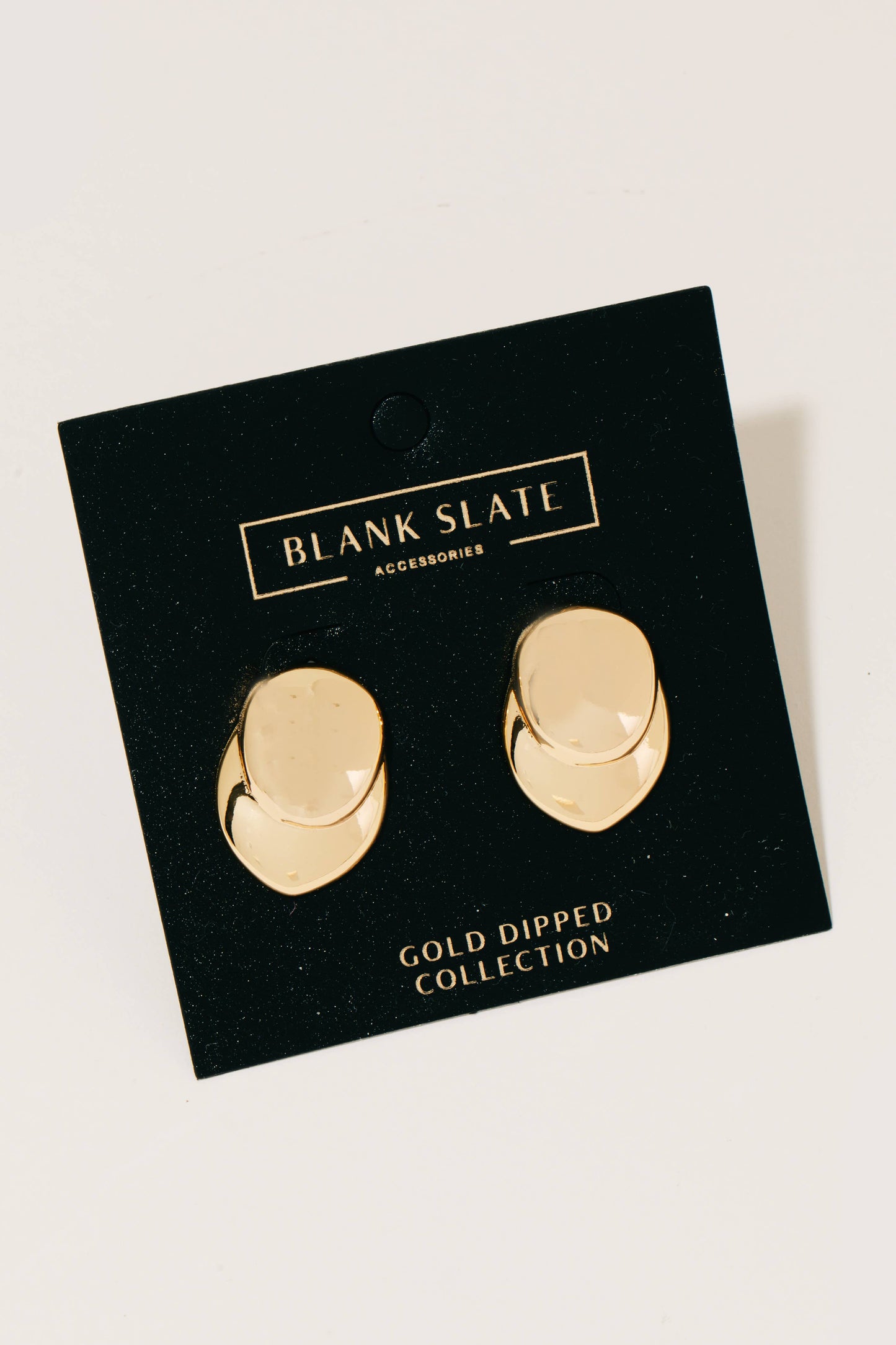 Gold Dipped Oval Layered Earrings