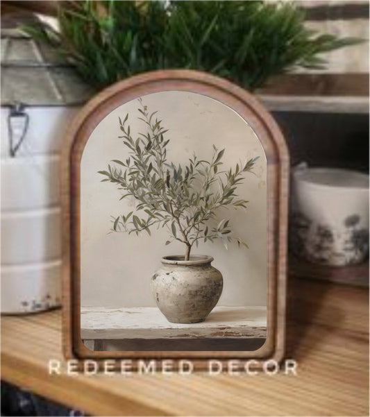 Arch Top Olive Tree Framed Art