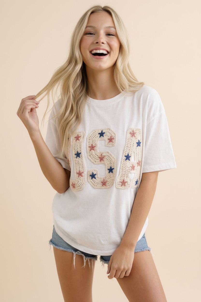 4th of July Crochet Star Tee
