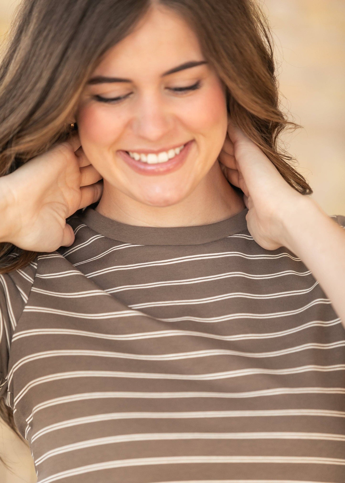 Chloe Essential Brown Striped Tee