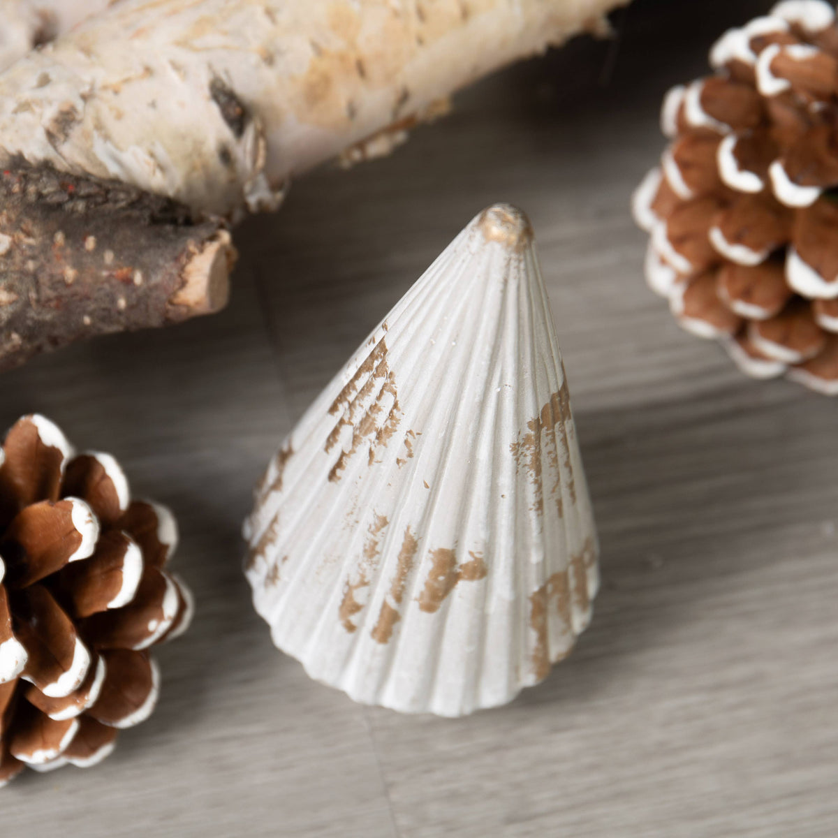White & Gold Cement Christmas Tree Decor