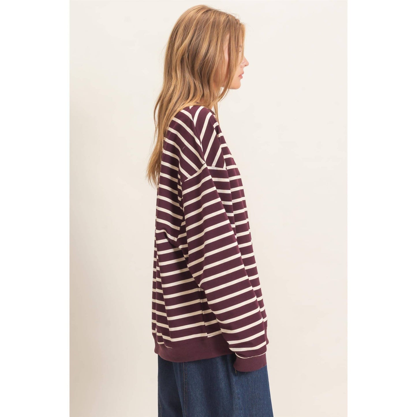 Vnotch Striped Pullover