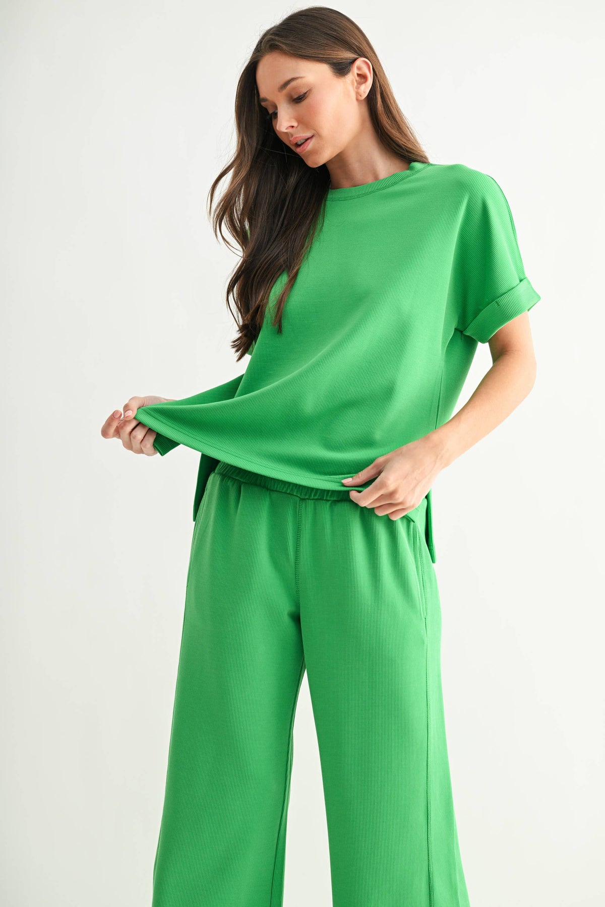 Luxe Sand Wash Rib Lounge Tee