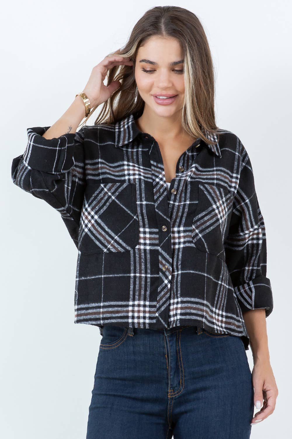 Darla Plaid Crop Shacket