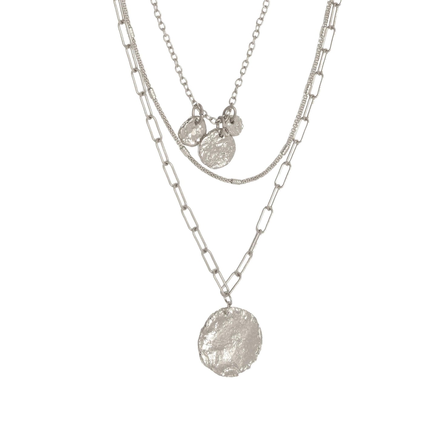 Three Row Multi Chain & Pendants Necklace