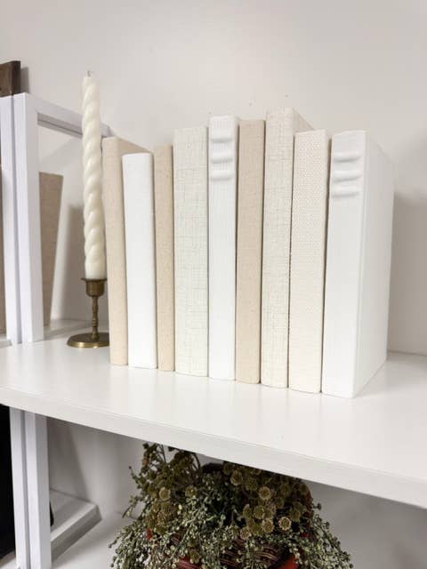 Fabric Covered Books for Shelf Decor- Shades of Cream