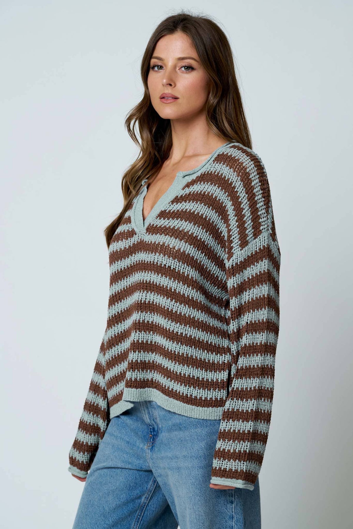 Reanna Raw Edge Vneck Sweater