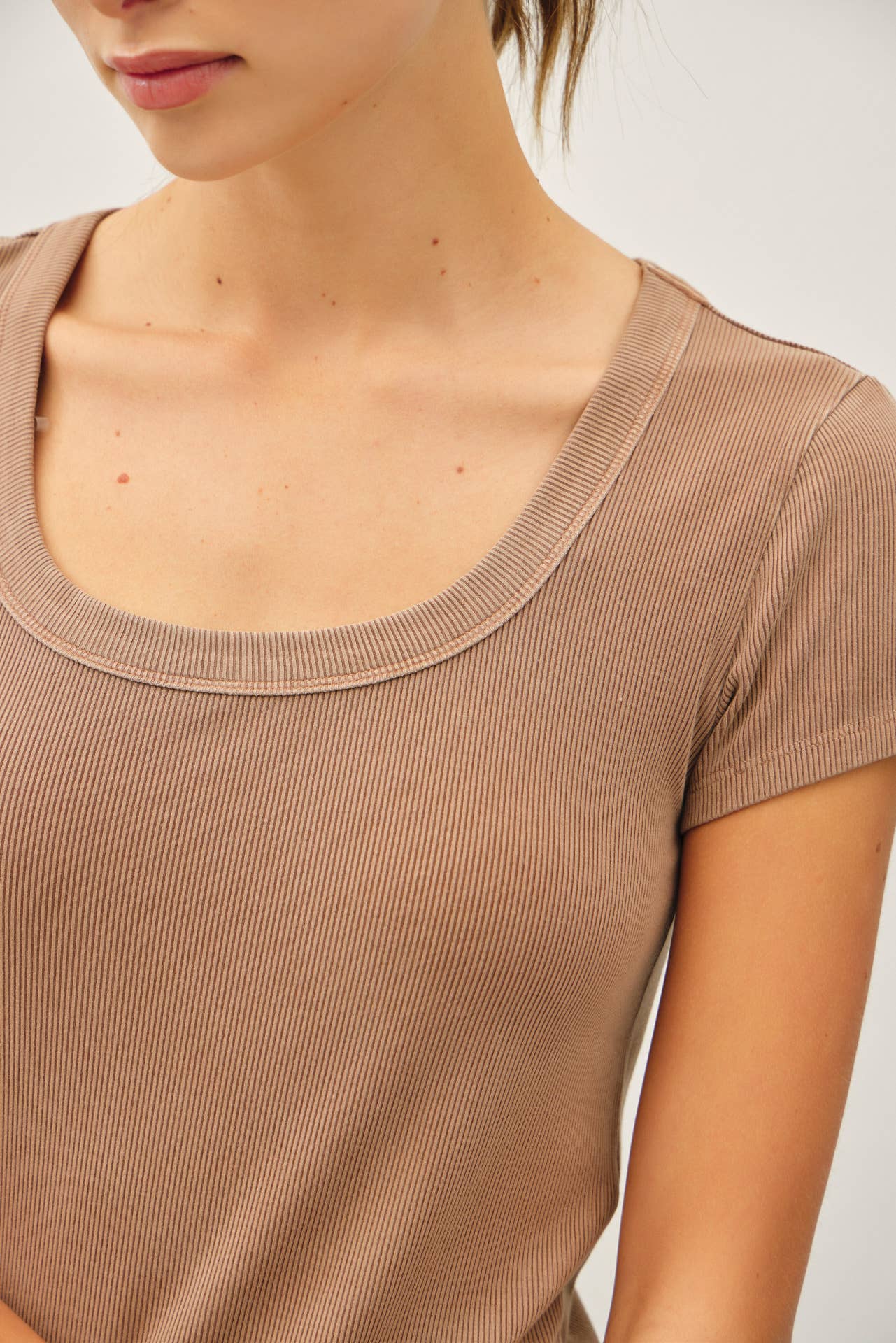 Never Basic Ribbed Scoop Neck Tee