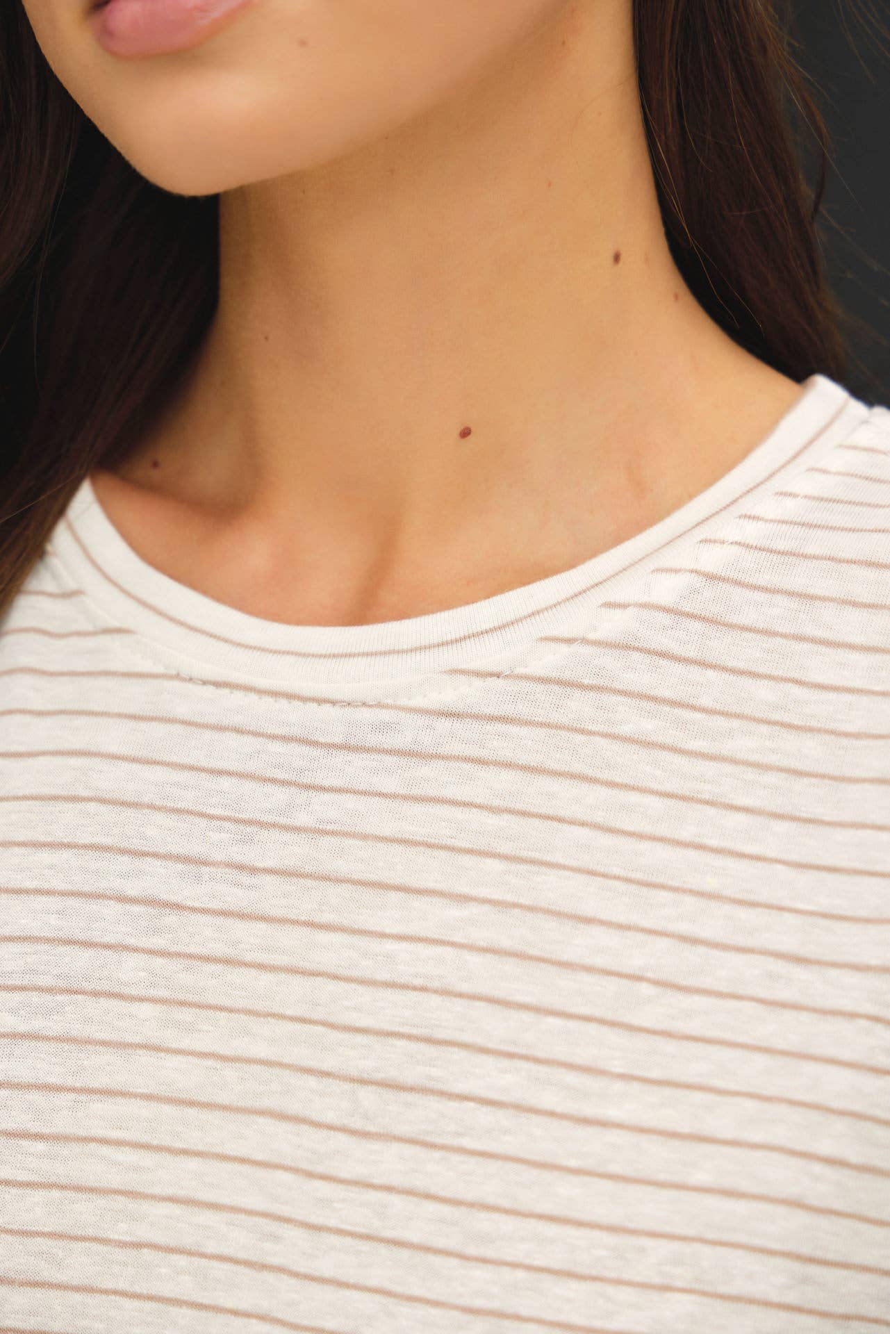 LINEN BLENDED STRIPED RELAXED TEE