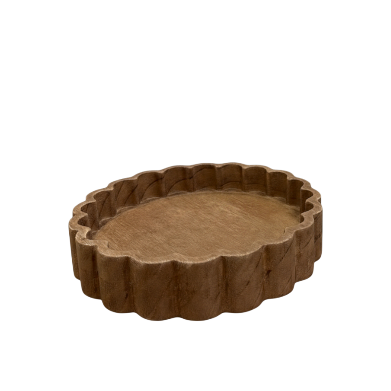 Scalloped Wood Tray Large