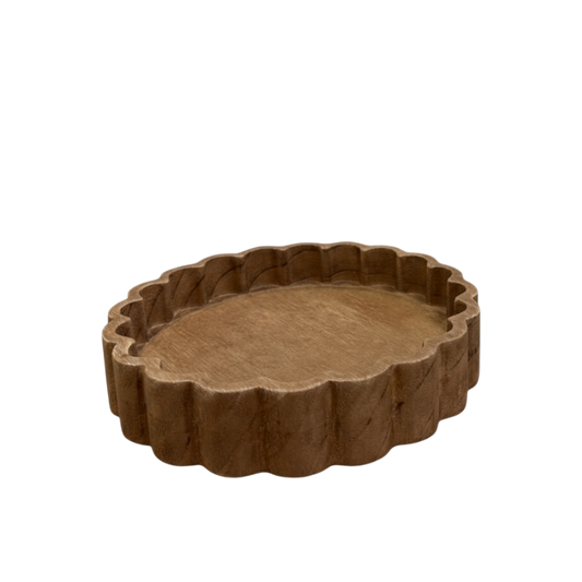 Scalloped Wood Tray Large