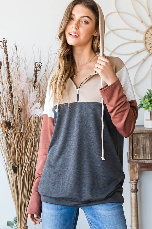 Cozy Colorblock Hooded Pullover