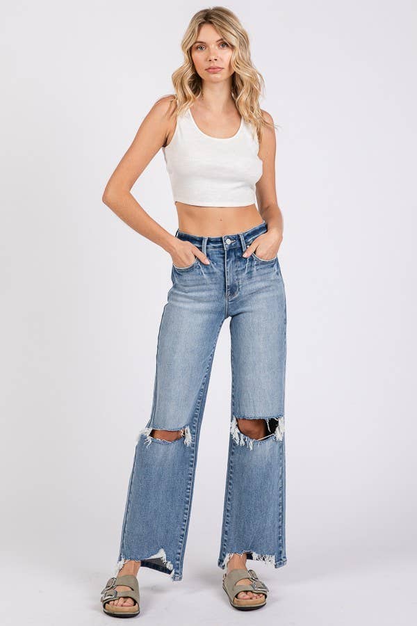 Taylor Distressed Crop Denim