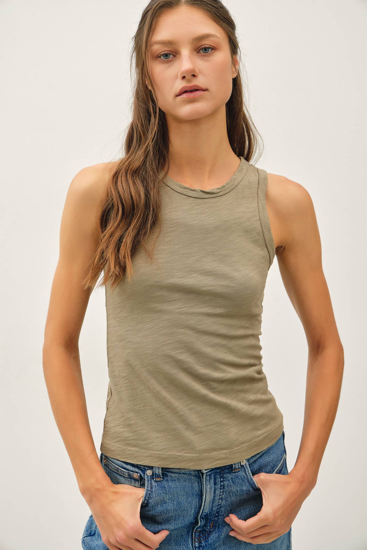GARMENT DYED COTTON SLUB TANK TOP