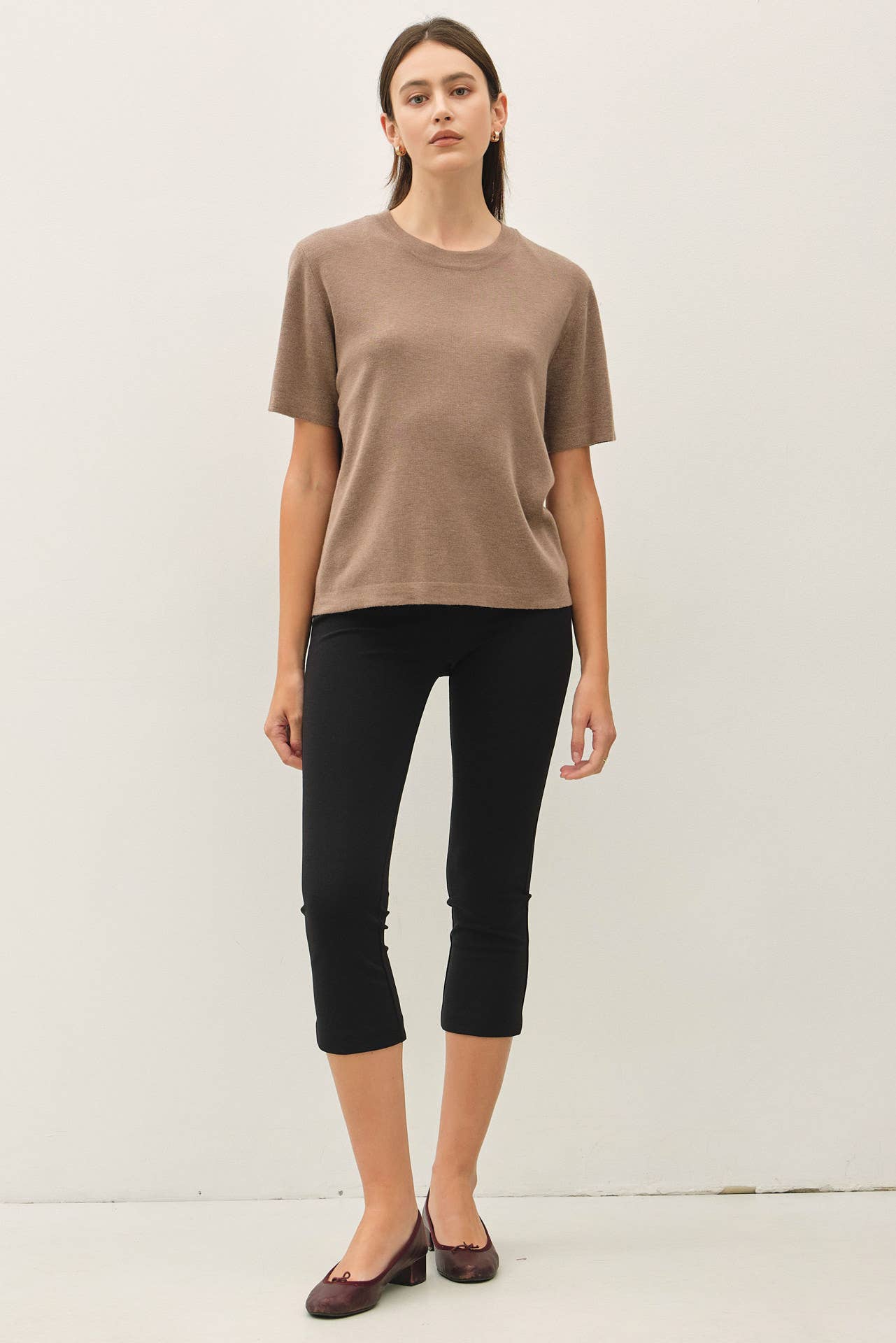 CASHMERE BLENDED SHORT SLEEVE SWEATER