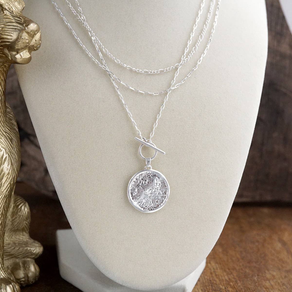 Moonphase Relic – Layered Coin Toggle Necklace