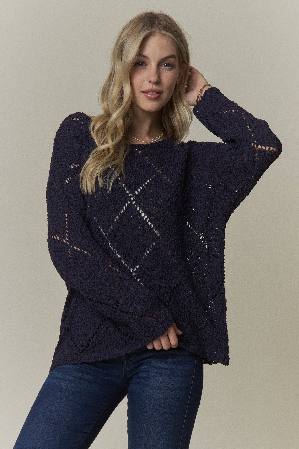 Falling for You Diamond Knit Sweater