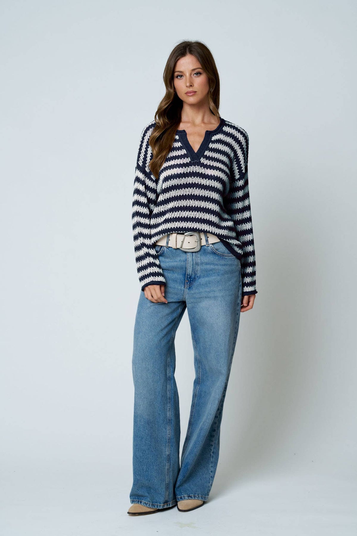 Reanna Raw Edge Vneck Sweater