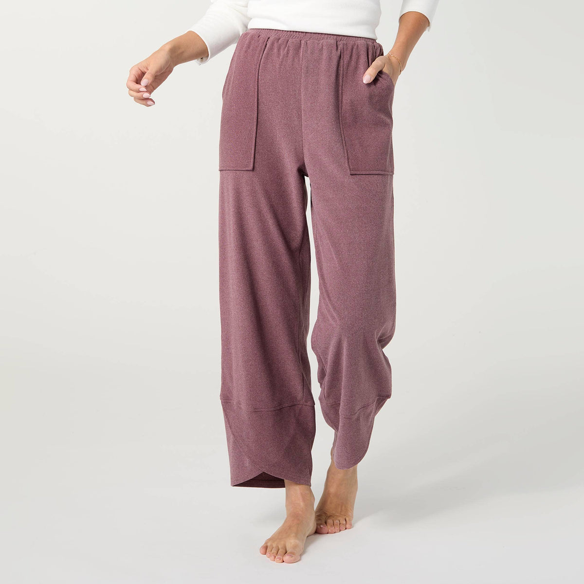 Weekend Brushed Scalloped Wide Leg Pants