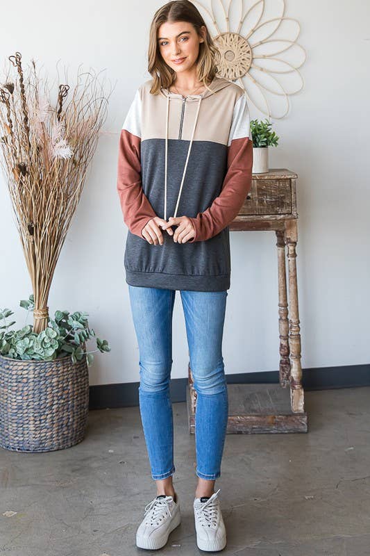 Cozy Colorblock Hooded Pullover