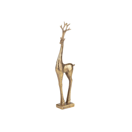 A01526: Antique gold finish resin reindeer table piece,12in
