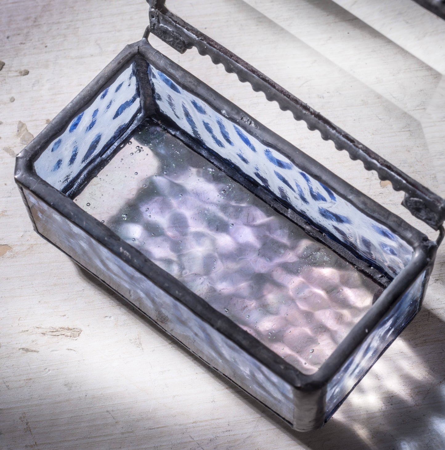 Blue Glass Box with Dragonfly