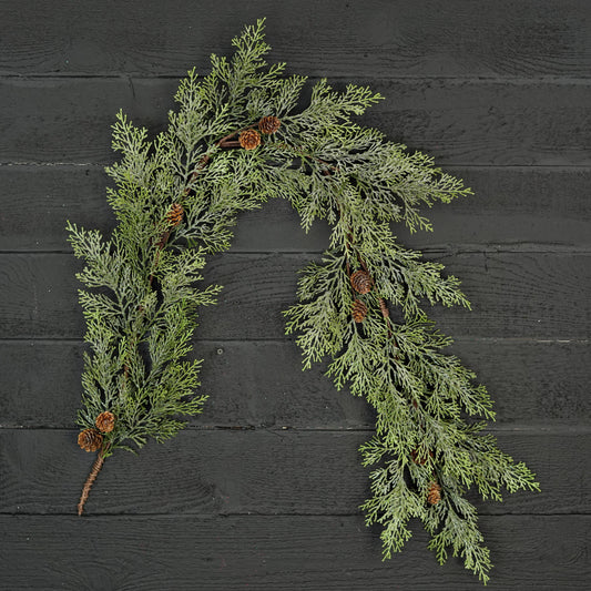 510201- 5ft Garland-Sparkle Mix Green Cedar with Birchcone